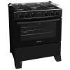 Fogão Atlas 5 Bocas Mônaco Plus Preto com Mesa de Inox Bivolt 