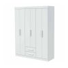 Guarda Roupas 6 Portas de Abrir Bardo Branco 1.63 c/2 Gavetas c/pés Lopas
