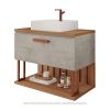 Armário de Banheiro Duna Gabinete c/ Cuba Cimento-Freijó MDF 60cm MGM Móveis