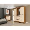 Kit Quarto Roupeiro Belluno + Cômoda Milão Noce-Pérola San Marino
