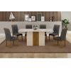 Mesa c/ 6 cadeiras Doha Jolie Chumbo/OFF 160x80 cm tampo vidro/MDF Leifer