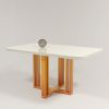 Mesa Sentra 160X80 MDF Vidro Naturale/Off White Bom Pastor