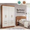 Guarda Roupas Porto 1,28m 5 Portas 3 Gavetas Cinamomo/Off White Panan