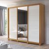 Guarda Roupas Milla 2.45m 3 portas c/ espelho Naturale/Off White Bom Pastor 