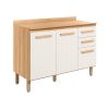 Armário Balcão Intenza 1,20m 3 portas Freijo/Off White Cristal Nicioli