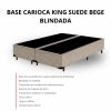 Base Box King Carioca Blindada 193X203X30 Bipartido Suede Bege Bioflex