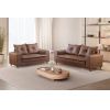Sofá 2 e 3 lugares Caparao 1,60/2,20m 3075 Corino Marrom 415 Lufer Estofados