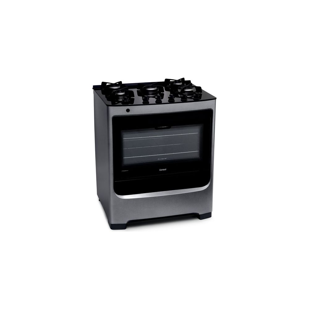 Fogao Consul 5 Bocas Cor Inox Com Mesa De Vidro E Trempe De Ferro Fundido Novolare